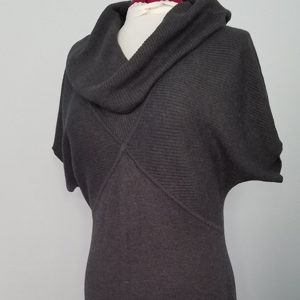 Nice West Gray Sweater Dress, Large, Cowl Neck